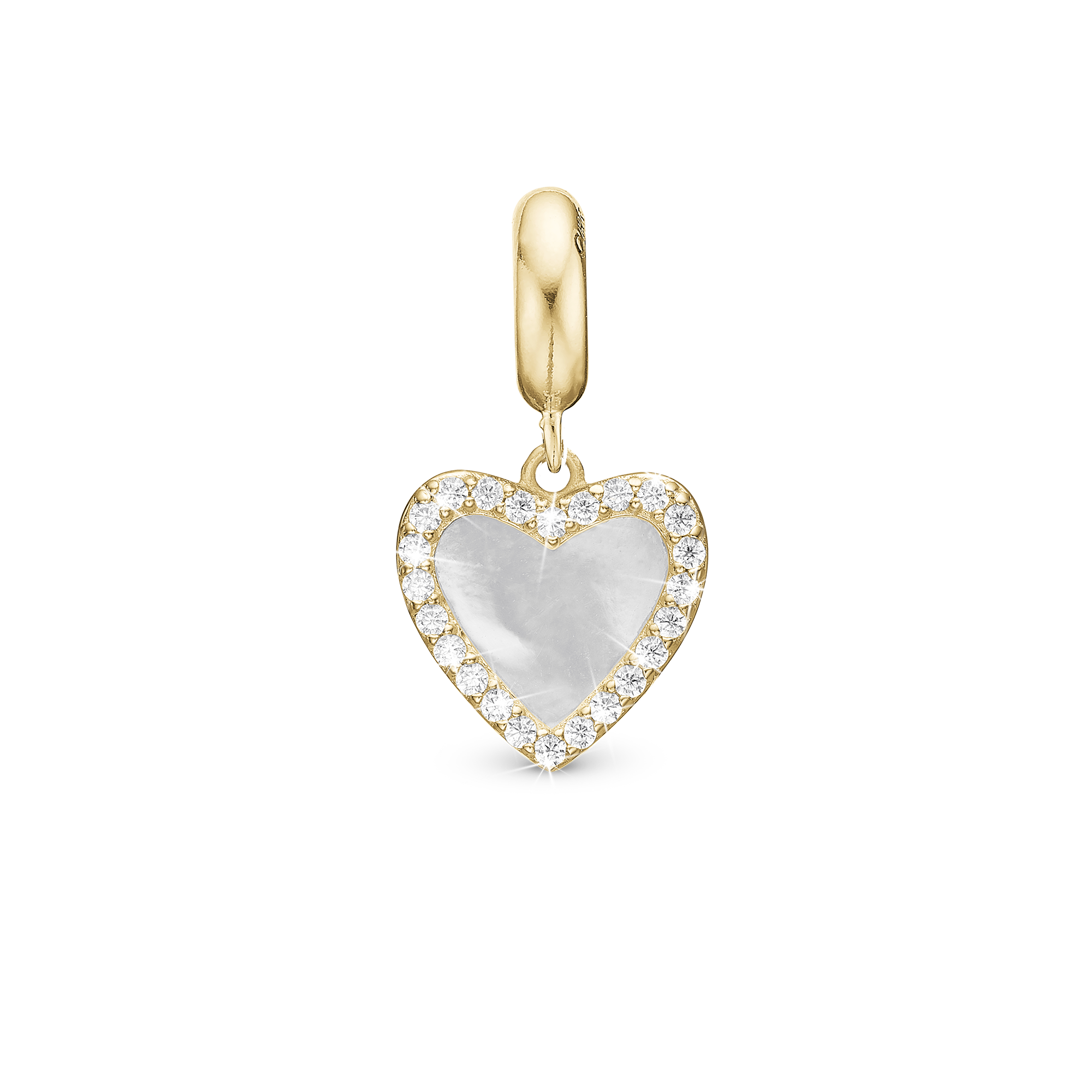 Romance - Dangle Charm 4 mm with Bracelet - Gold-Plated Sterling Silver with 24 Cubic Zirconia