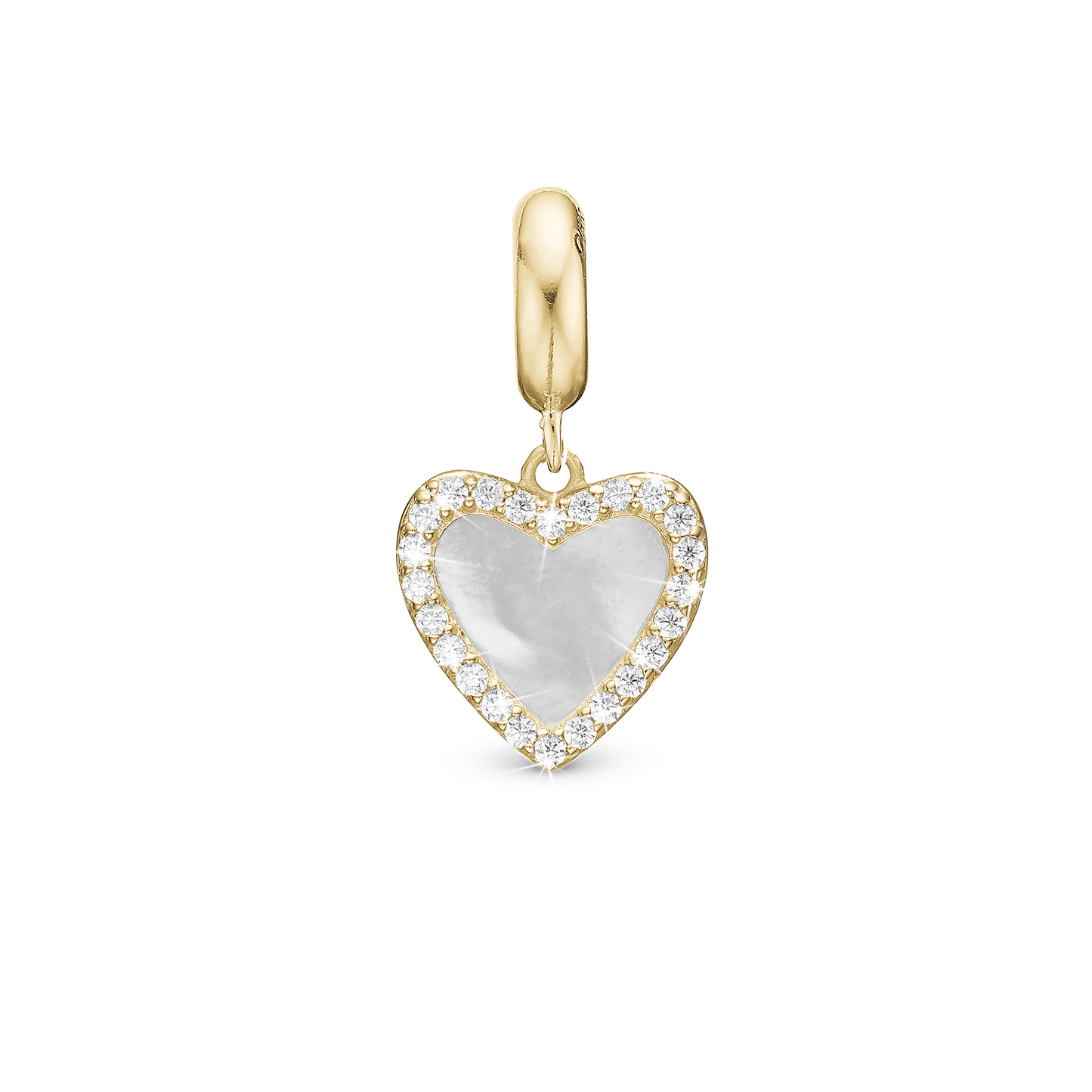 Romance - Dangle Charm 4 mm with Bracelet - Gold-Plated Sterling Silver with 24 Cubic Zirconia