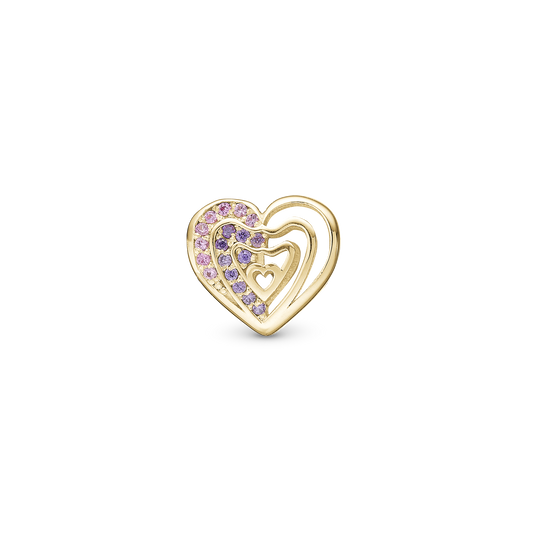 Rainbow Kiss - Charm 4 mm for Bracelet - Gold Plated Sterling Silver with 17 Cubic Zirkonia