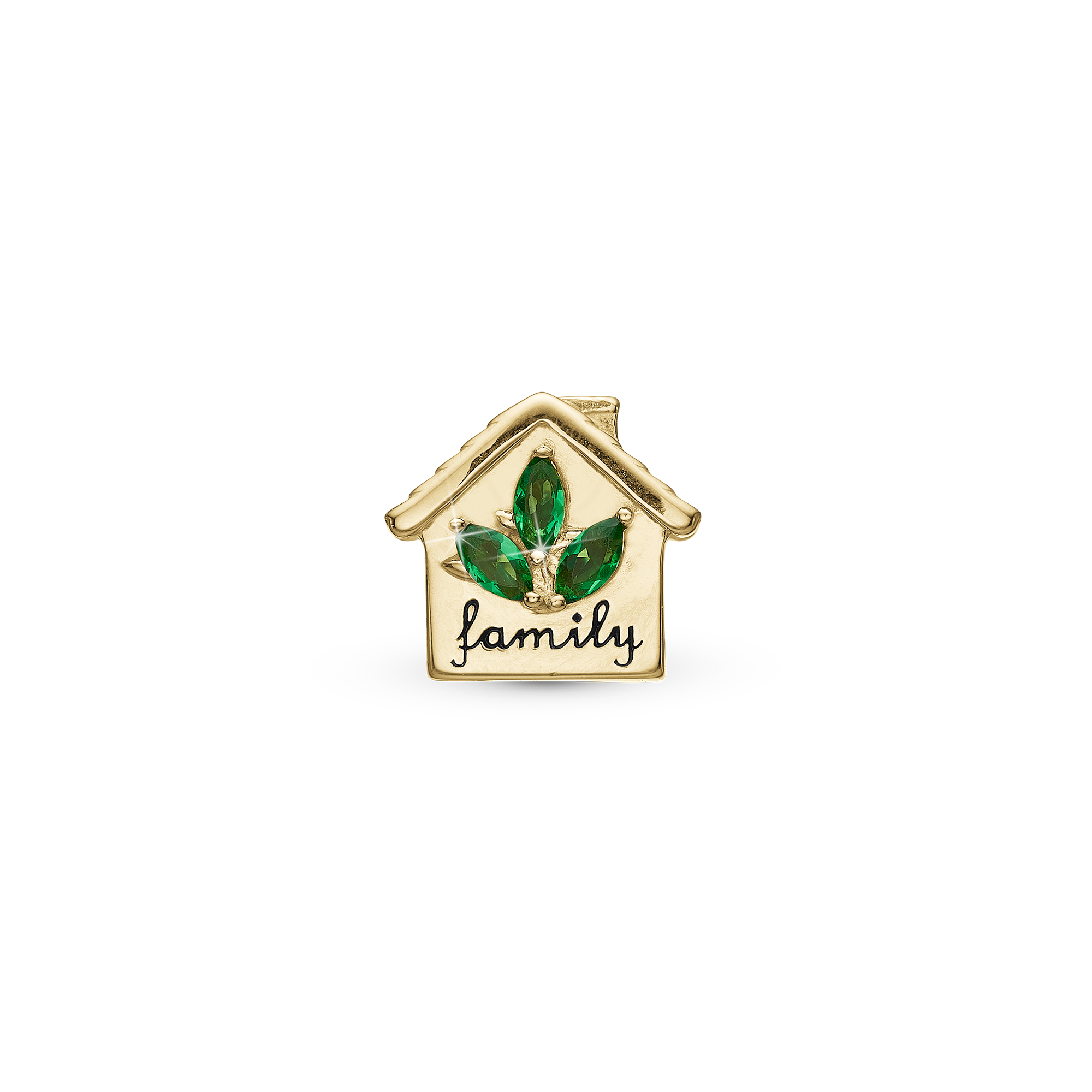 My Home - Charm 4 mm with Bracelet - Gold-Plated Sterling Silver with 3 Cubic Zirconia