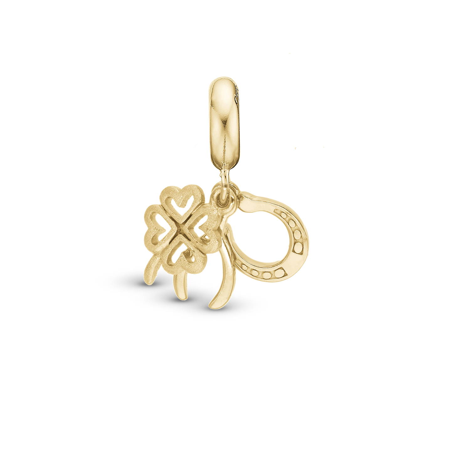 Lucky - Dangle Charm 4 mm with Bracelet - Polished/Matte Gold-Plated Sterling Silver
