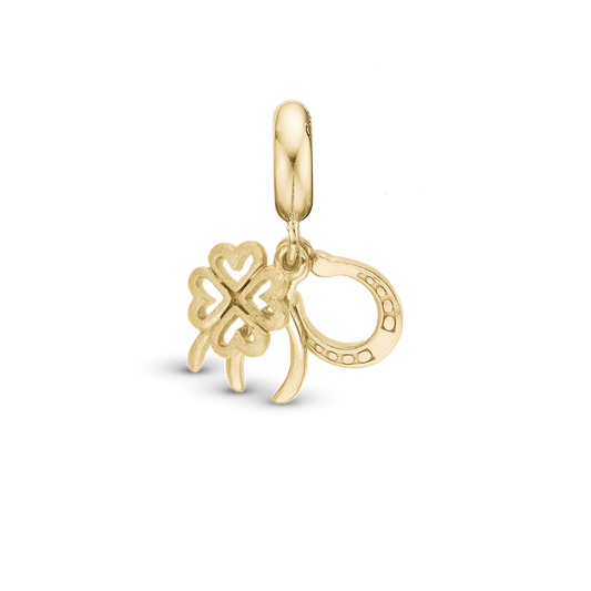 Lucky - Dangle Charm 4 mm with Bracelet - Polished/Matte Gold-Plated Sterling Silver