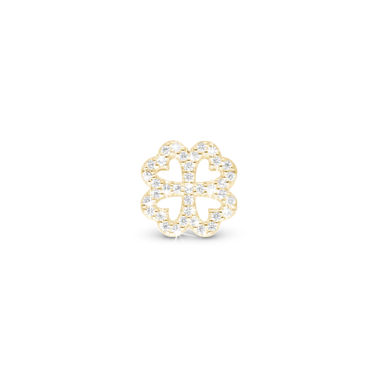 Shimmery Clover - Charm 4 mm with Bracelet - Polished Gold-Plated Sterling Silver with 37 Cubic Zirconia