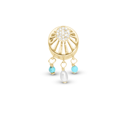 Ocean sunset - Charm 4 mm with Bracelet - Polished Gold-Plated Sterling Silver with 19 Cubic Zirconia