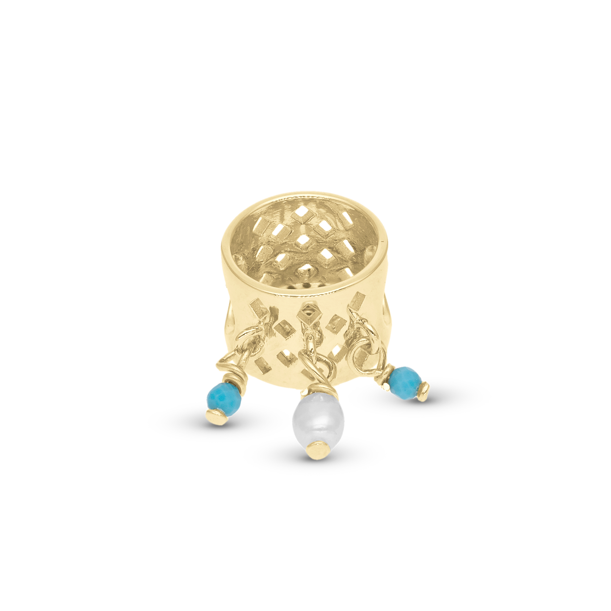 Ocean sunset - Charm 4 mm with Bracelet - Polished Gold-Plated Sterling Silver with 19 Cubic Zirconia
