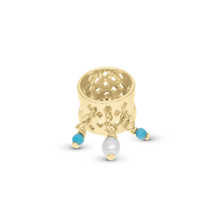 Ocean sunset - Charm 4 mm with Bracelet - Polished Gold-Plated Sterling Silver with 19 Cubic Zirconia