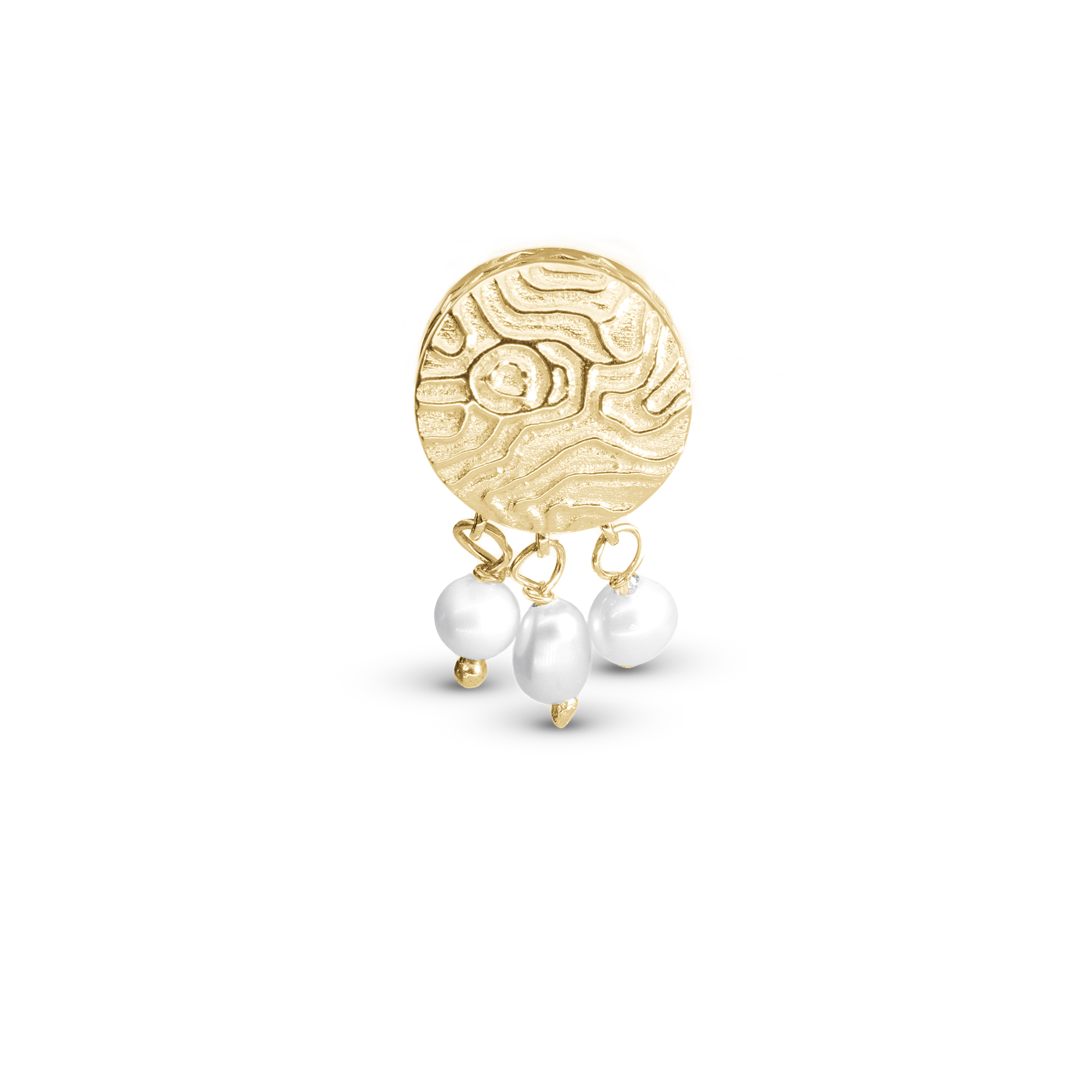 Dazzling imprint - Charm 4 mm with Bracelet - Polished Gold-Plated Sterling Silver with 3 Freshwater Pearlr