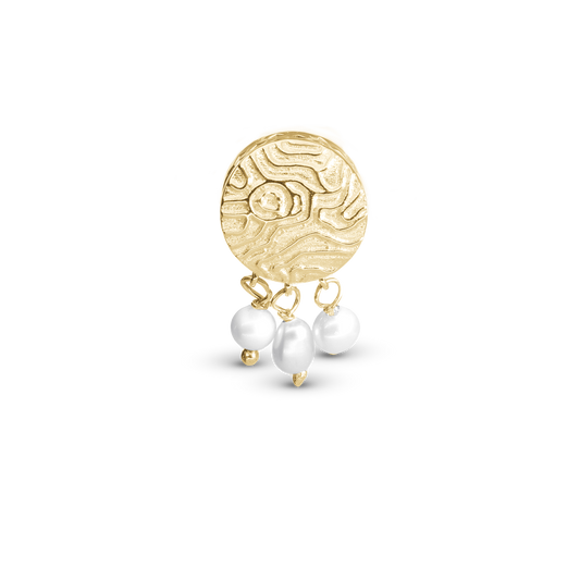 Dazzling imprint - Charm 4 mm with Bracelet - Polished Gold-Plated Sterling Silver with 3 Freshwater Pearlr