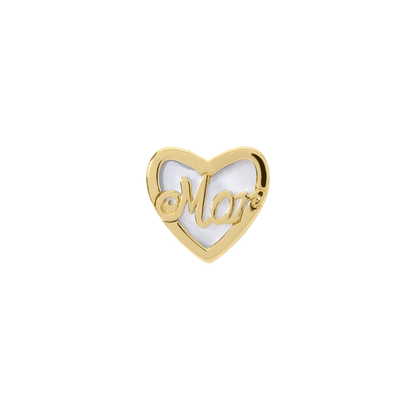 The World best Mom - Charm 4 mm with Bracelet - Polished Gold-Plated Sterling Silver with Pearlmor
