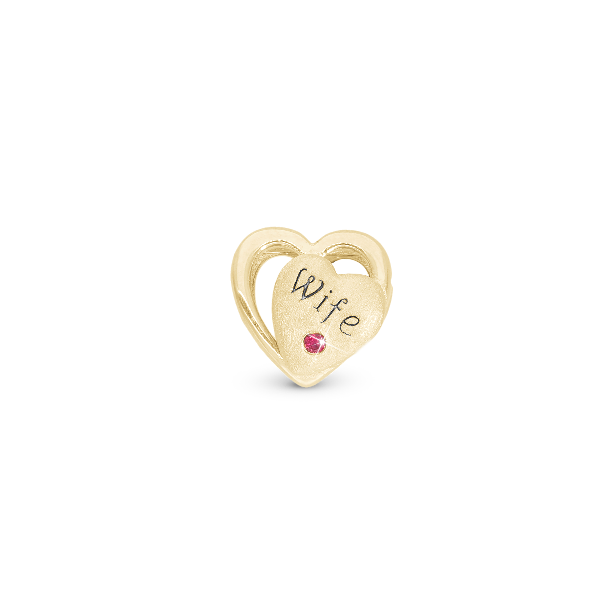 My Wife - Charm 4 mm for Bracelet - Polished/Matte Gold Plated Sterling Silver with 1 Cubic Zirkonia