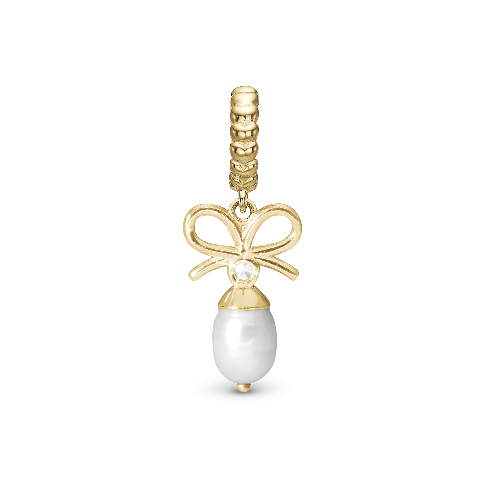 Celebrate - Dangle Charm 4 mm with Bracelet - Polished Gold-Plated Sterling Silver with 1 Cubic Zirconia