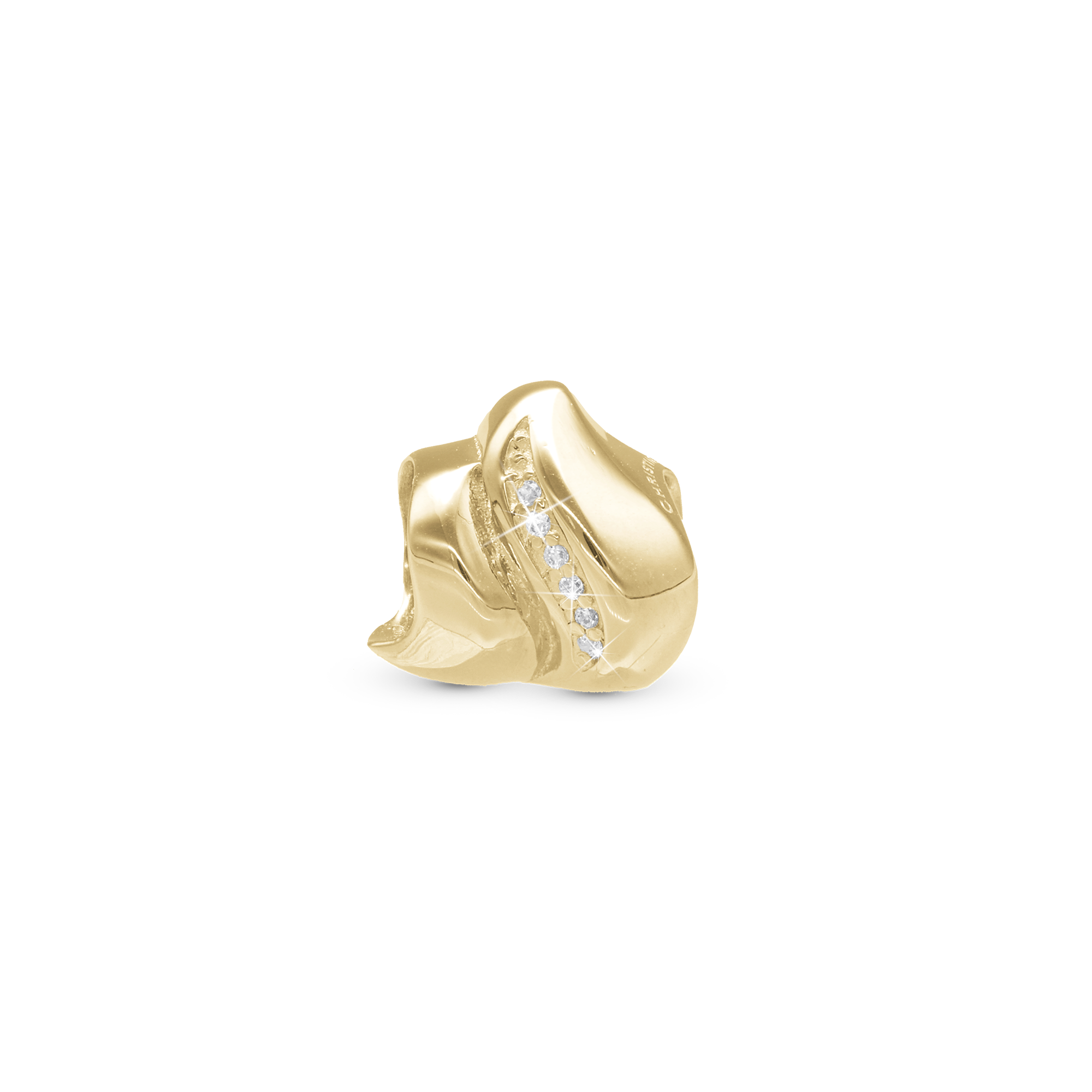 Majestic wave - Charm 4 mm for Bracelet - Polished Gold Plated Sterling Silver