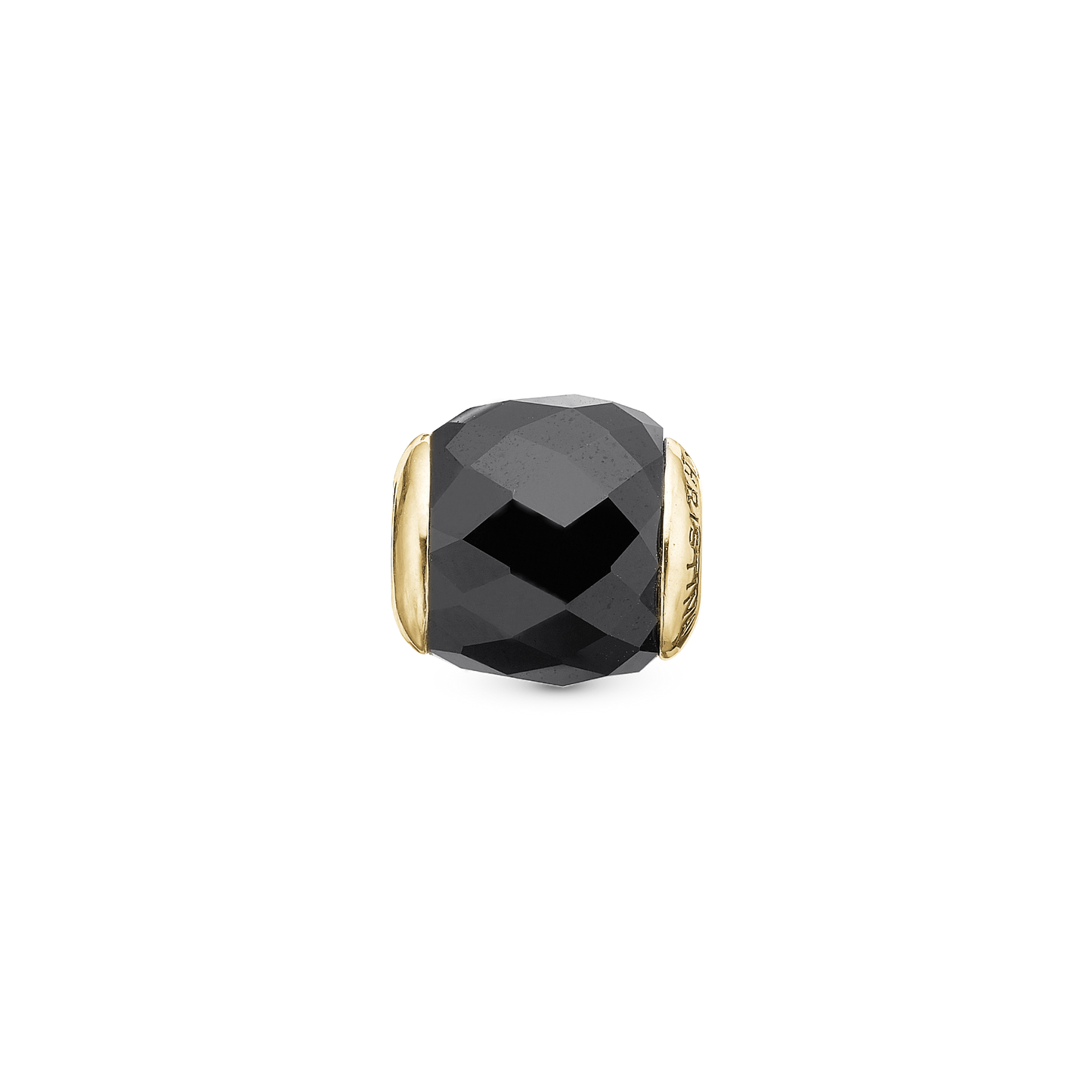Precious Black - Charm 4 mm for Bracelet - Gold Plated Sterling Silver with 1 Onyx