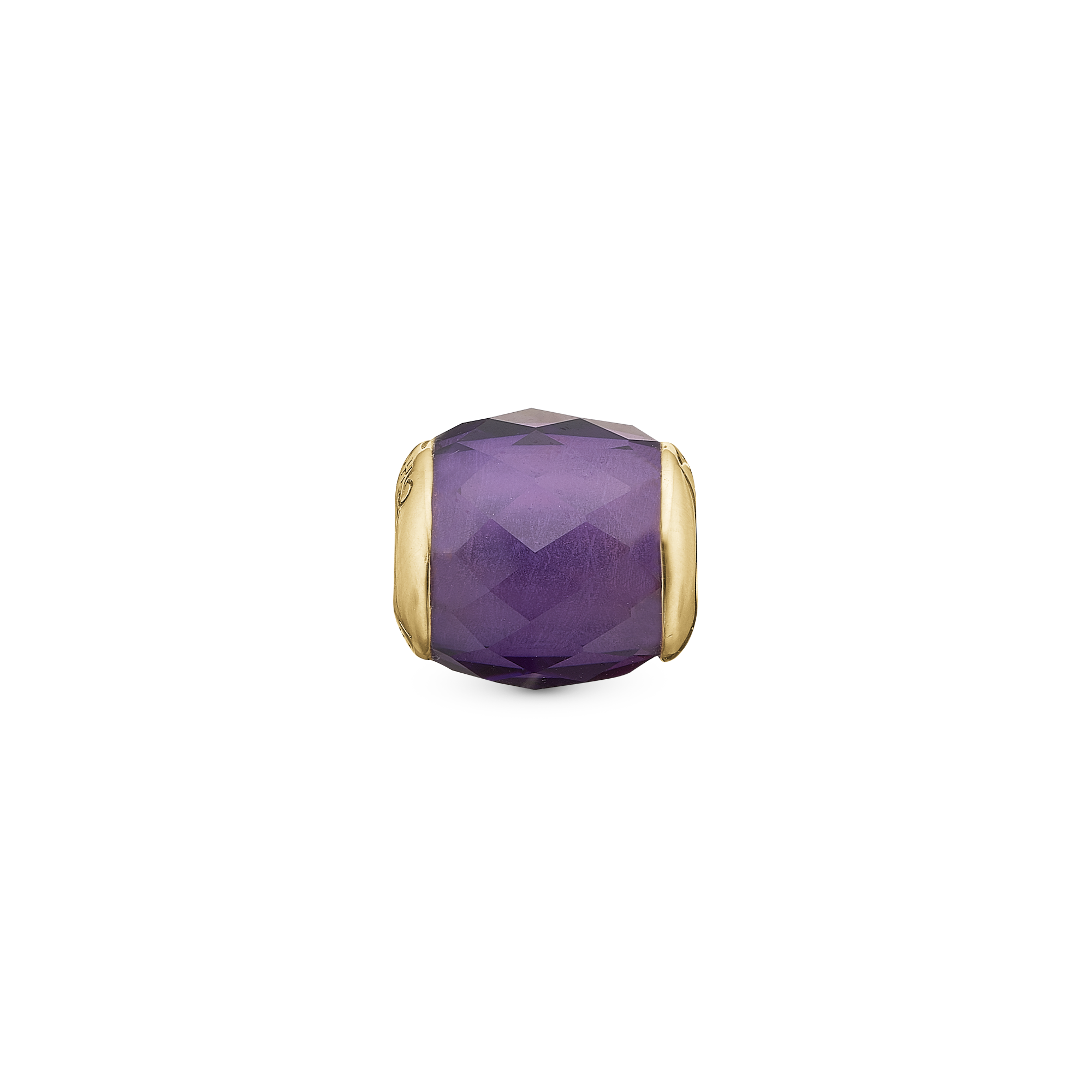 Precious Amethyst - Charm 4 mm for Bracelet - Gold Plated Sterling Silver with 1 Ametyst