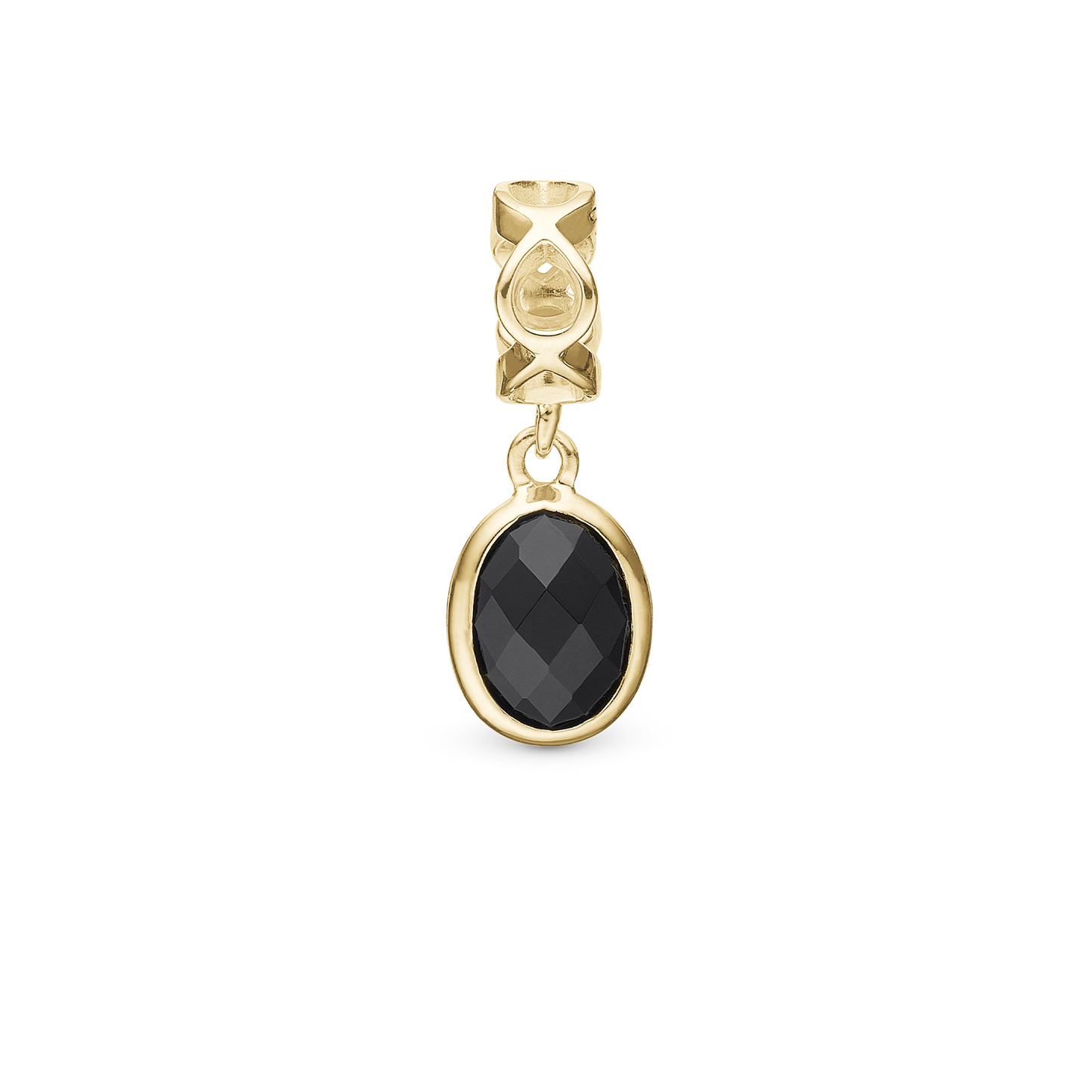 Moving Onyx - Drop Earring Charm 4 mm for Bracelet - Gold Plated Sterling Silver with 1 Onyx