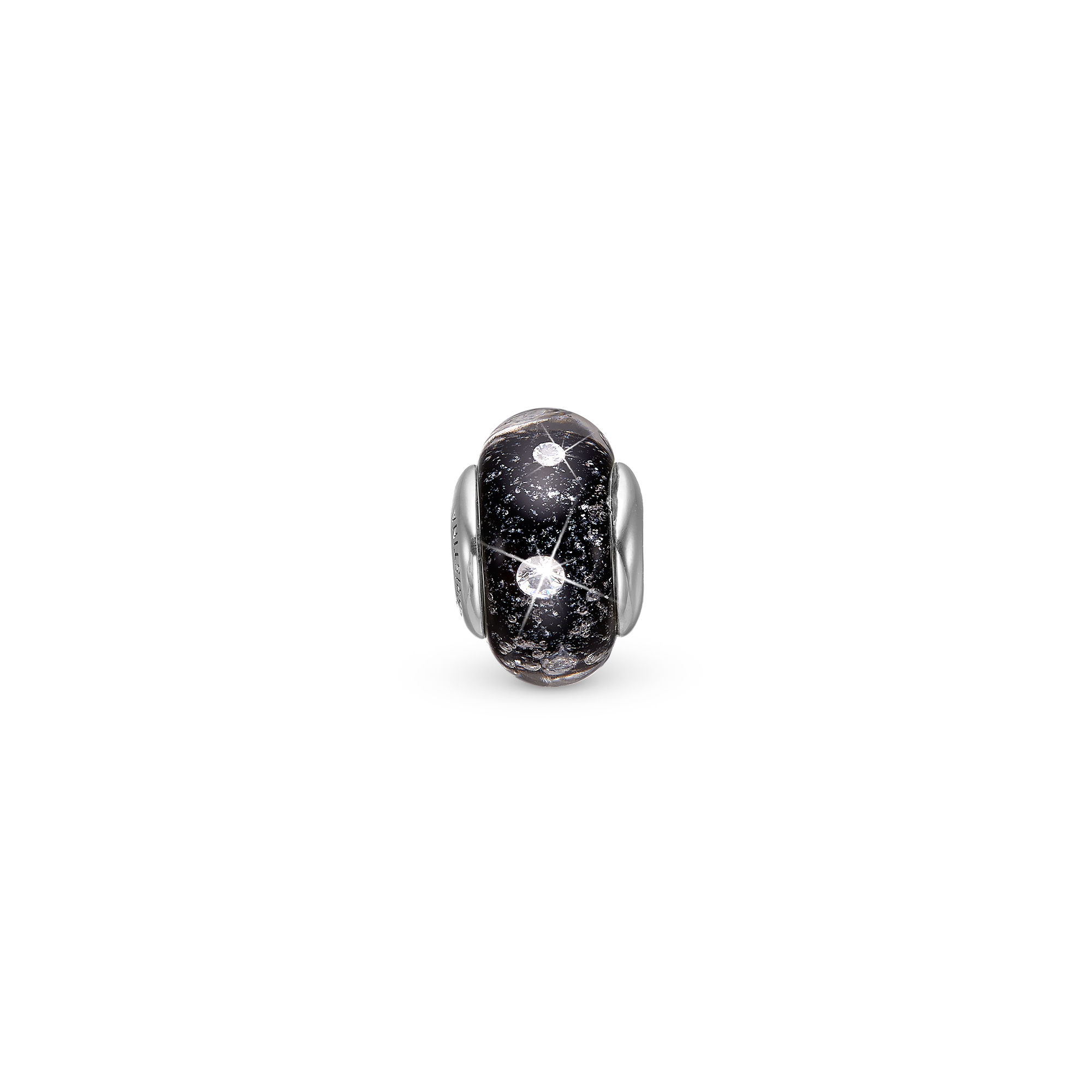 Black Topaz Globe Charms with sølvBracelet - CHRISTINA