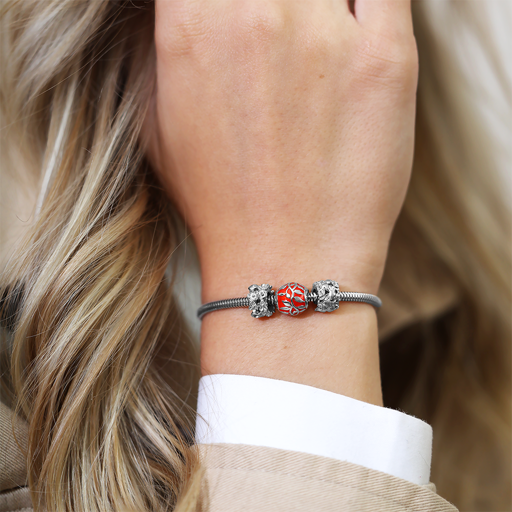 Be My Flower sølv Charms with sølvBracelet - CHRISTINA