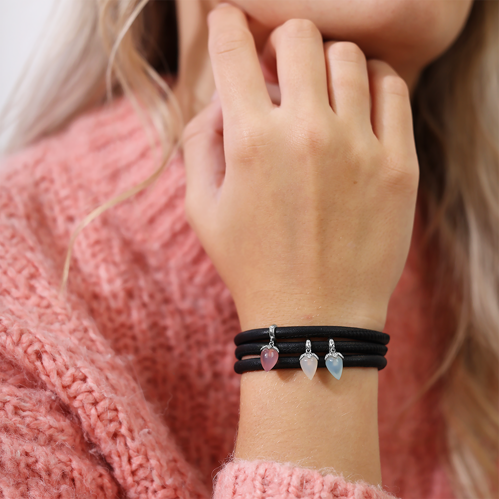 Blue Chalcedony charm sølv Charms with sølvBracelet - CHRISTINA