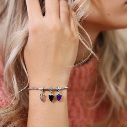 Purple Chalcedony charm sølv Charms with sølvBracelet - CHRISTINA