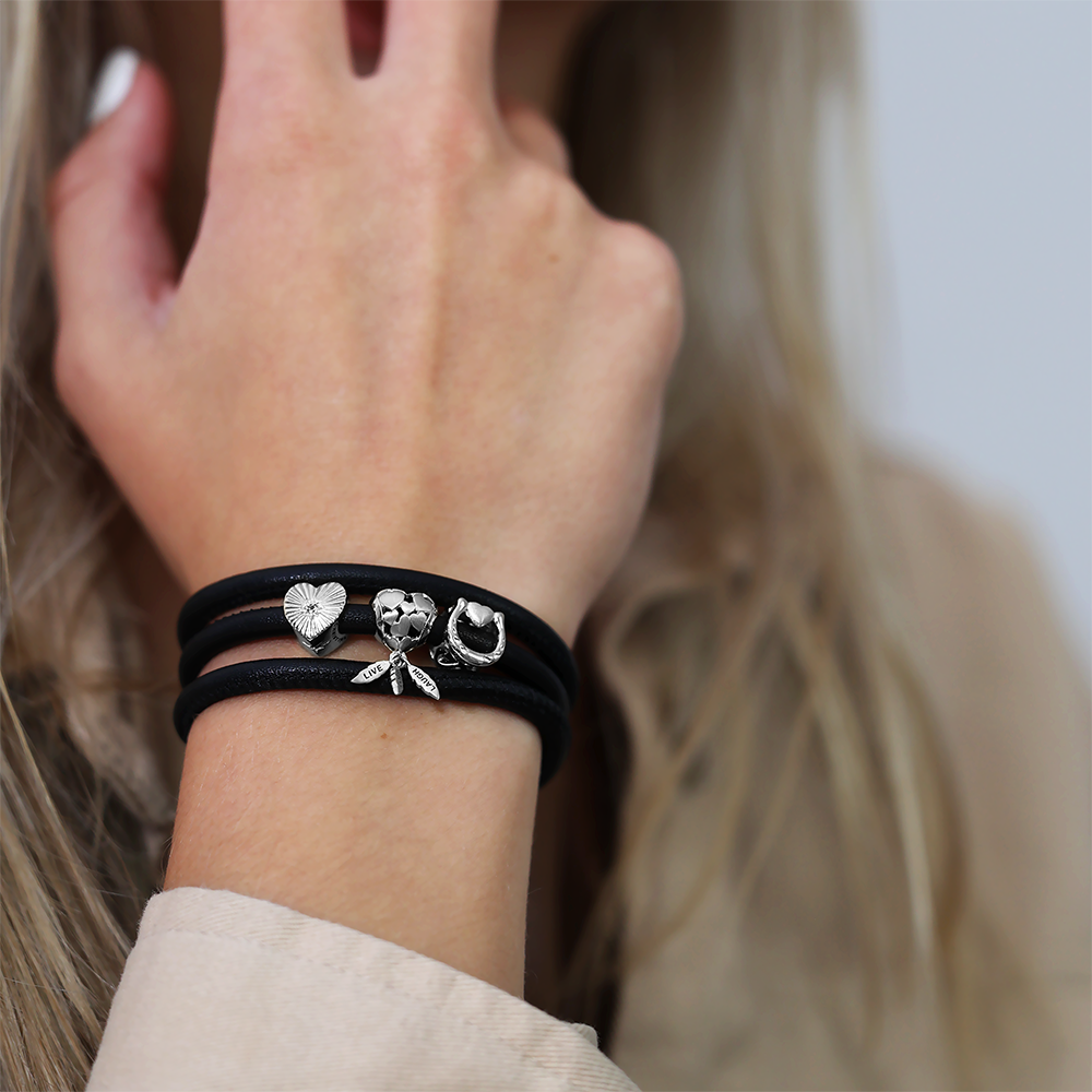 Live Love Laugh charm sølv Charms with sølvBracelet - CHRISTINA