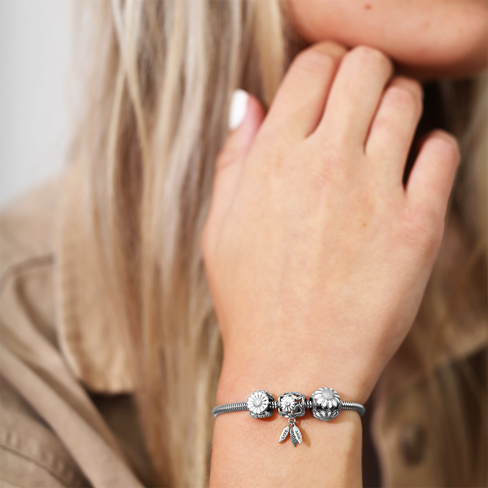 Live Love Hope Charms with sølvBracelet - CHRISTINA