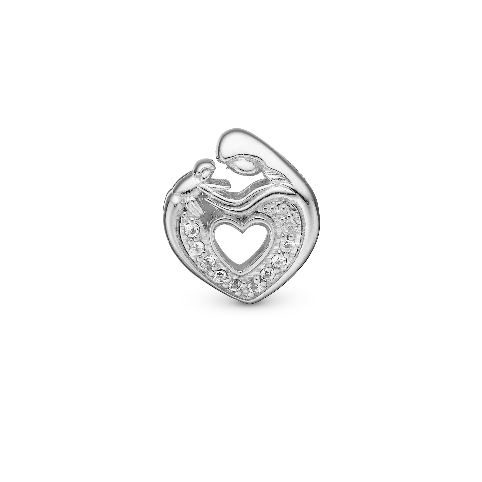 Mother & Child Heart Charms with sølvBracelet - CHRISTINA