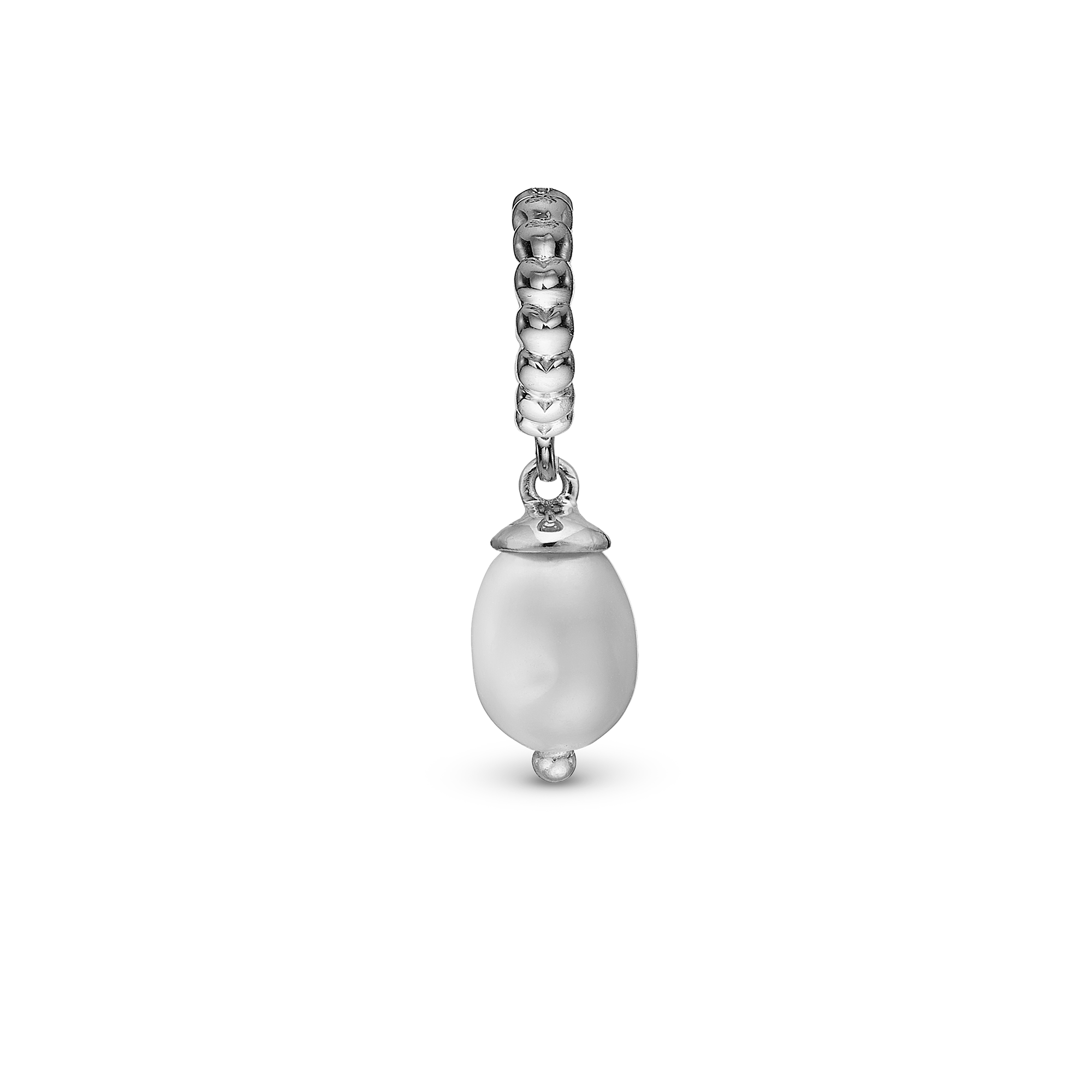 True Pearl - Drop Charm 4 mm for Bracelet - Polished Sterling Silver with 1 Freshwater Pearls