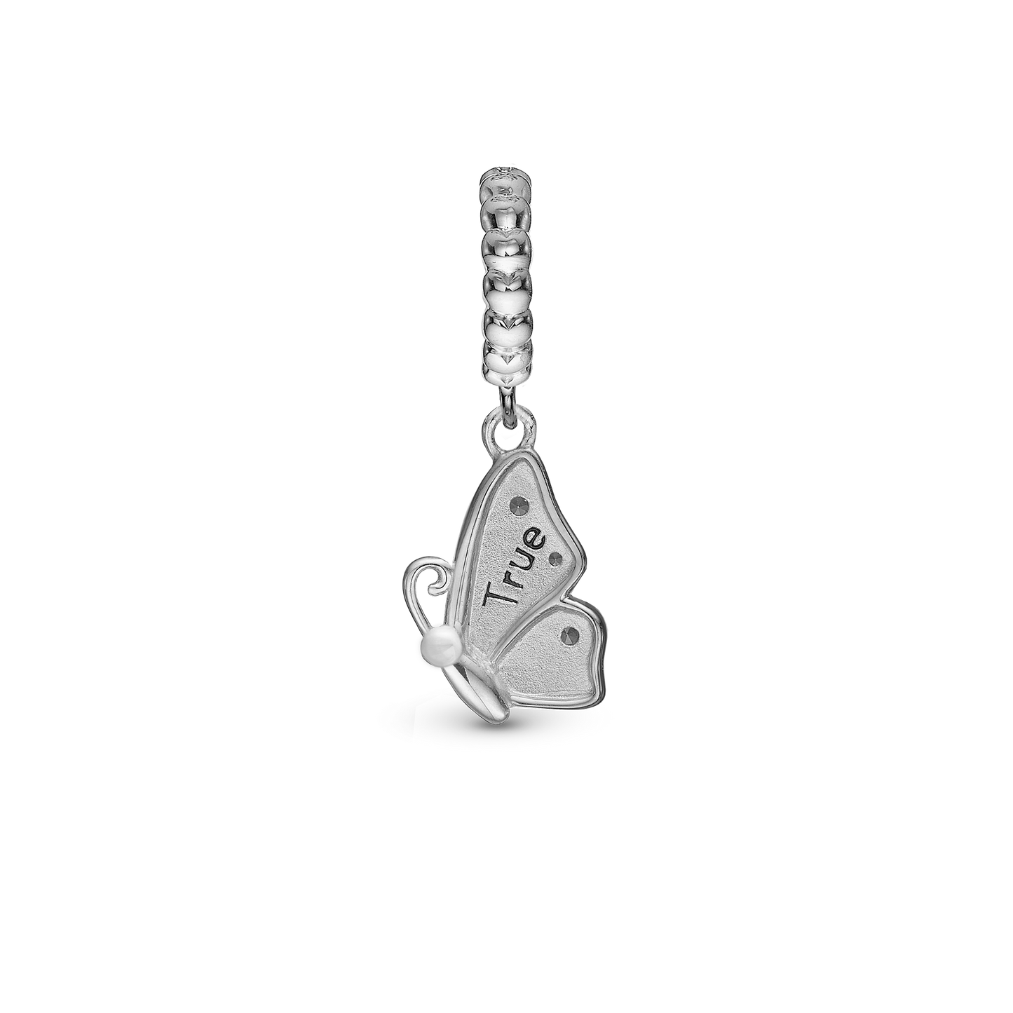 Butterfly True - Dangle Charm 4 mm with Bracelet - Polished Gold-Plated Sterling Silver with 3 Cubic Zirconia