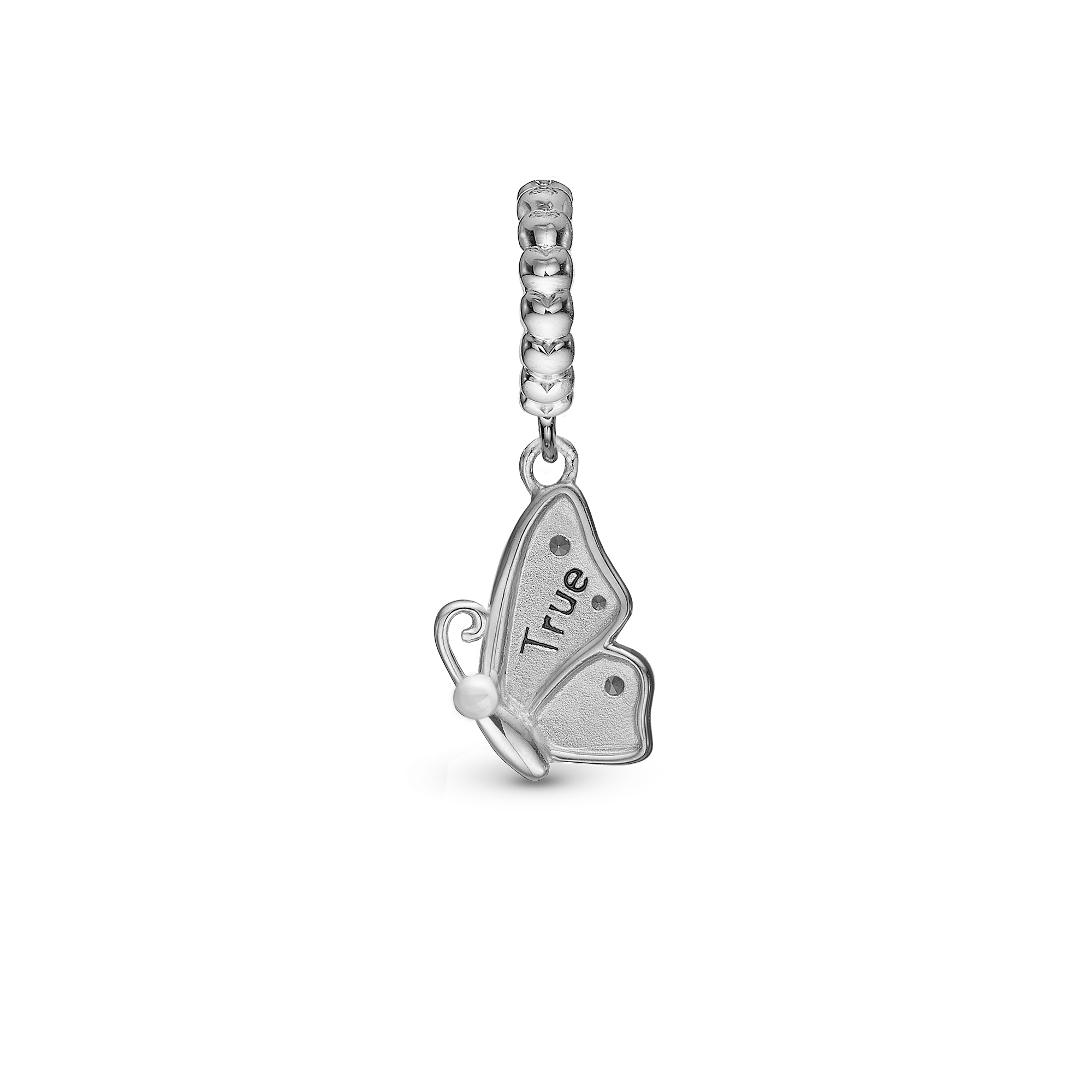 Butterfly True - Dangle Charm 4 mm with Bracelet - Polished Gold-Plated Sterling Silver with 3 Cubic Zirconia