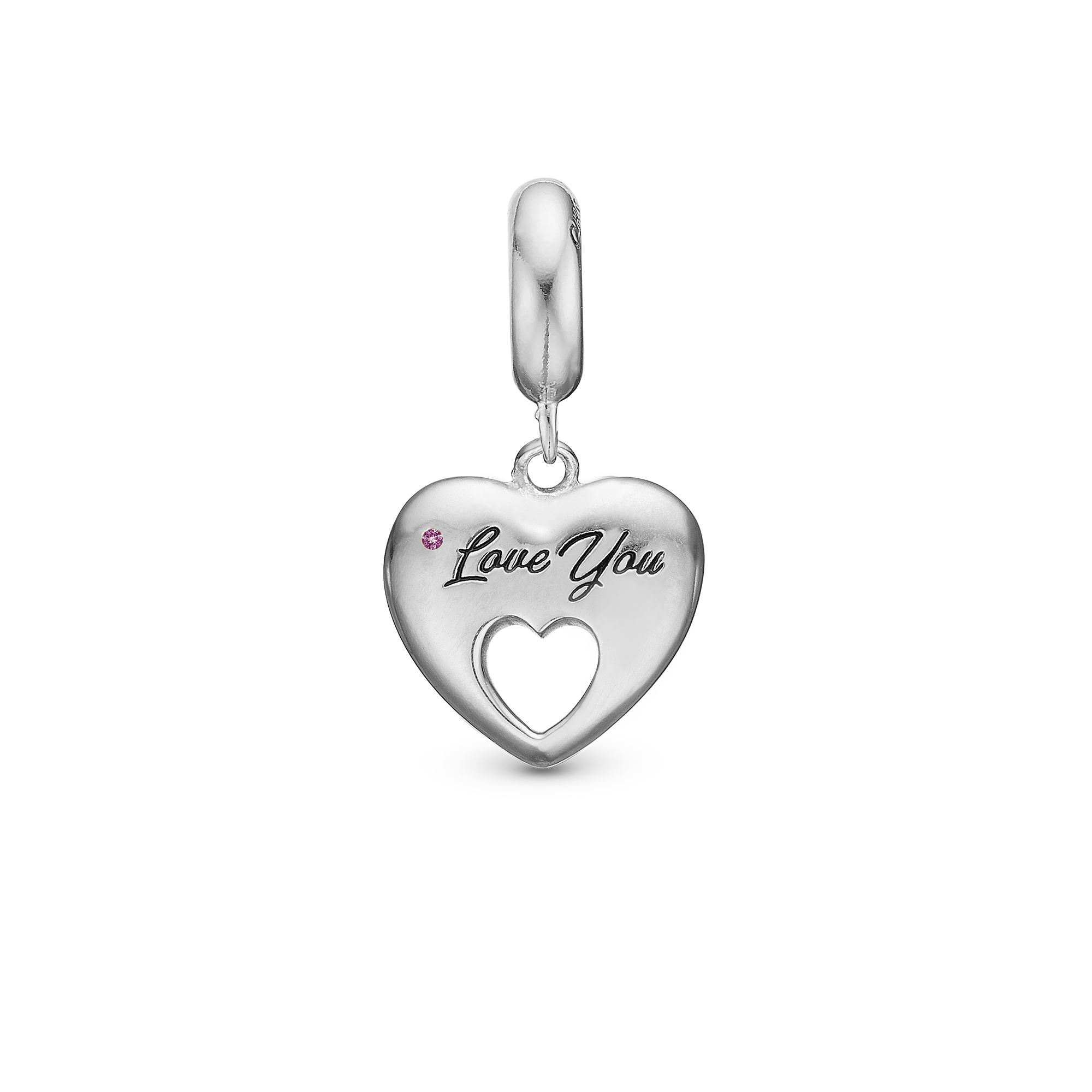 Mother - Dangle Charm 4 mm with Bracelet - Polished Sterling Silver with 1 Turmalin