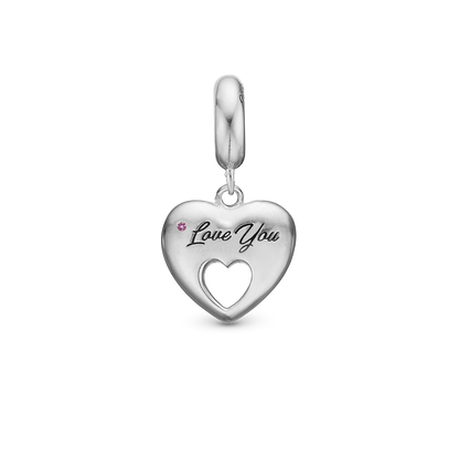 Mother - Dangle Charm 4 mm with Bracelet - Polished Sterling Silver with 1 Turmalin