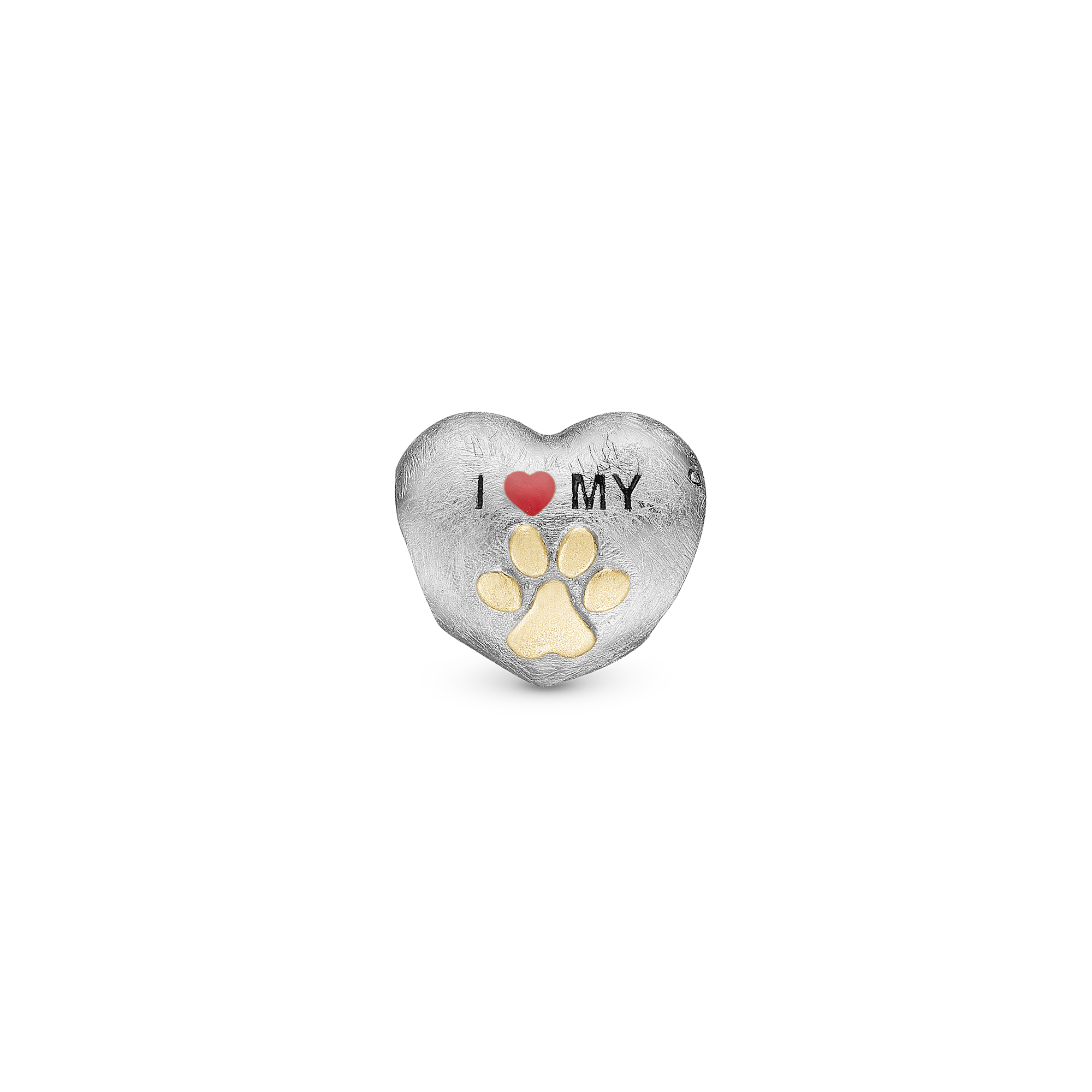 I Love my Pet - Charm 4 mm for Bracelet - Satin Sterling Silver