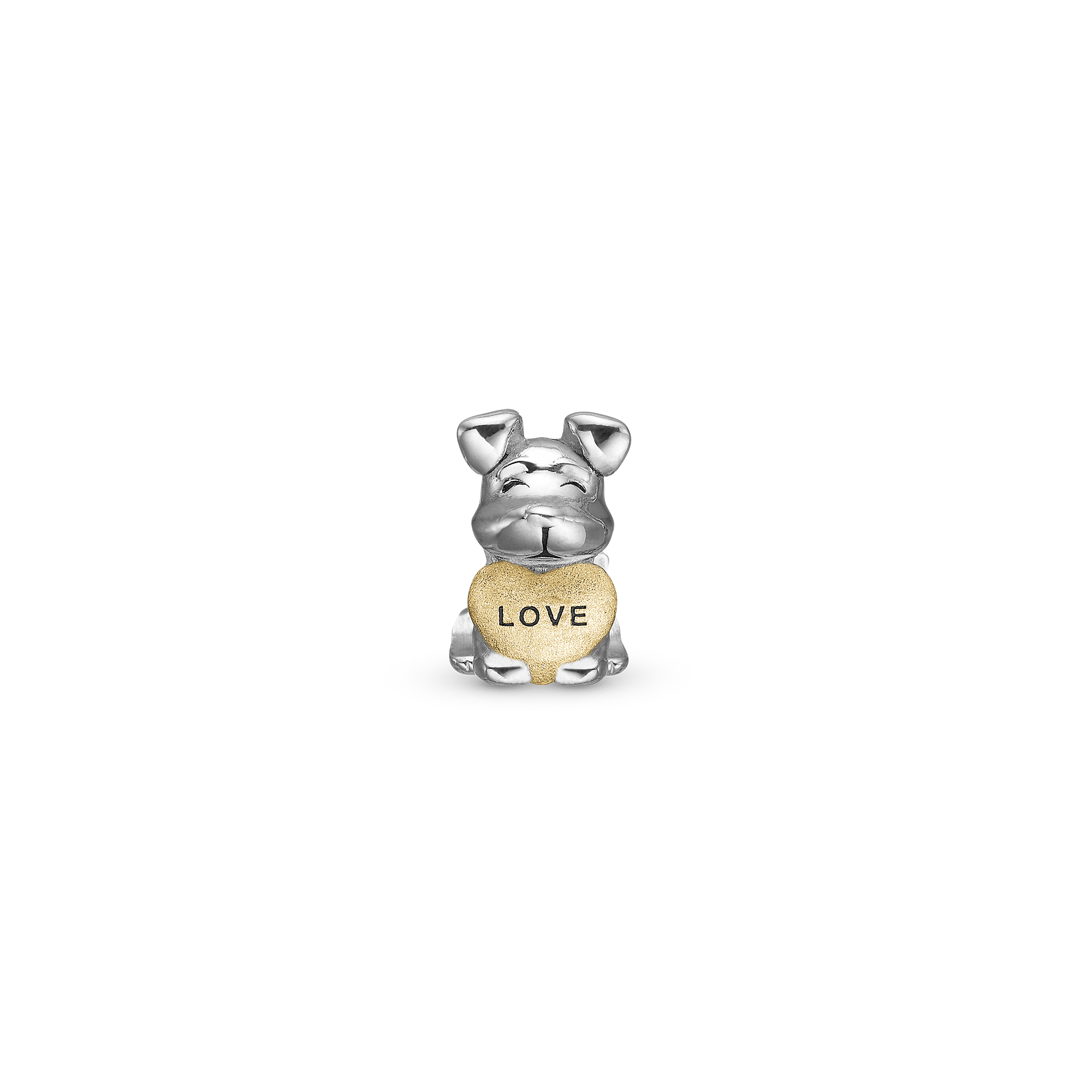 Puppy Love - Charm 4 mm for Bracelet - Polished Sterling Silver