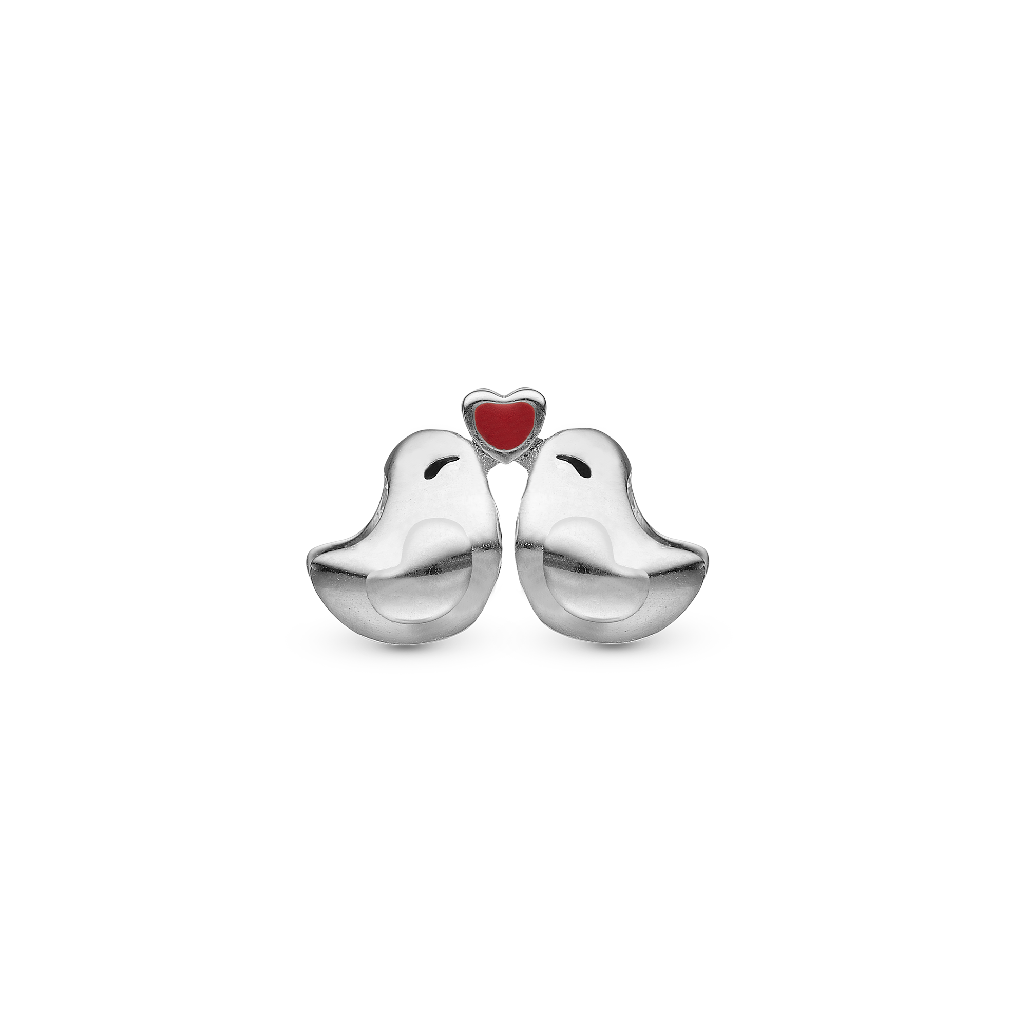 Love Birds - Charm 4 mm for Bracelet - Polished Sterling Silver
