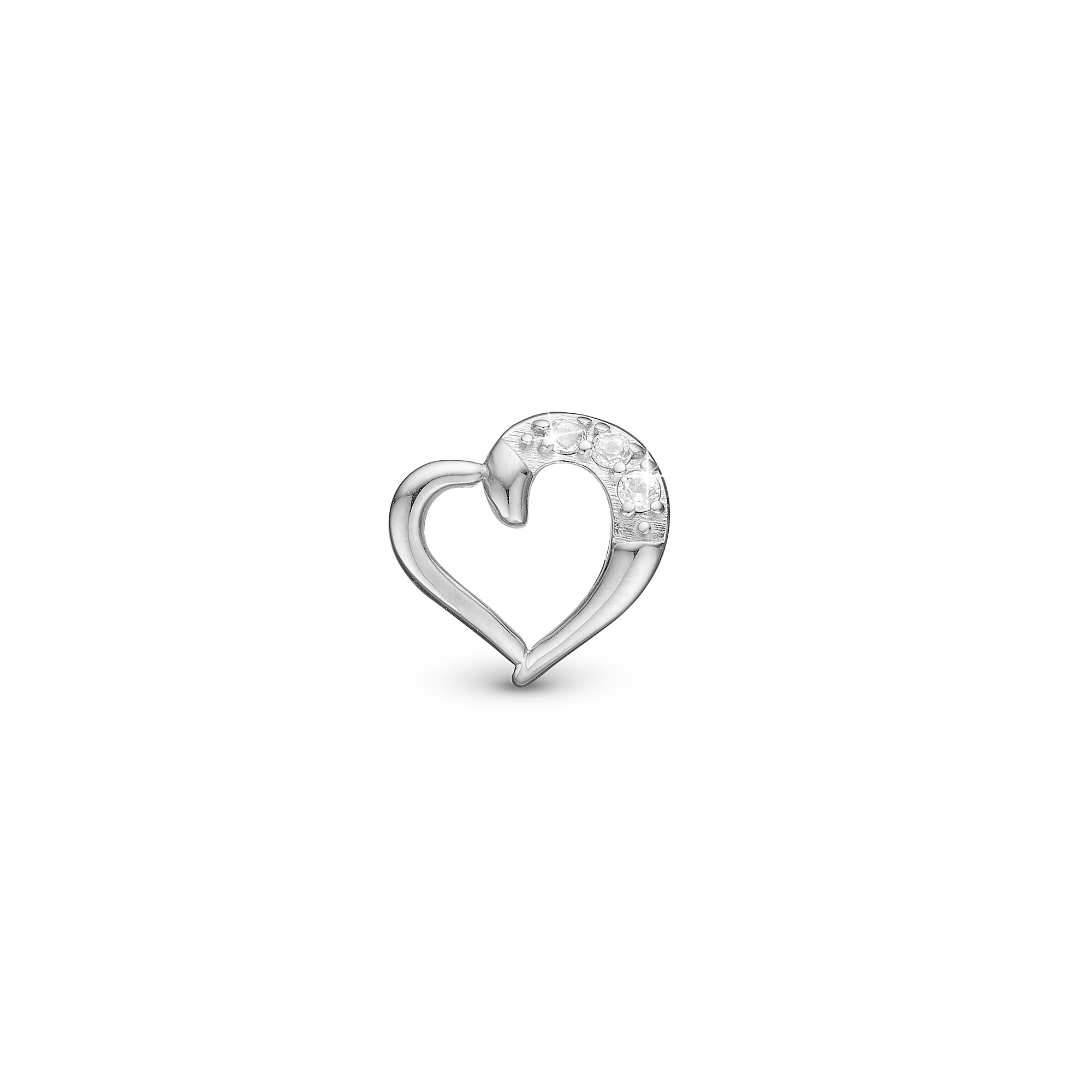 Love Bigy - Charm 4 mm for Bracelet - Polished Sterling Silver with 3 Cubic Zirkonia