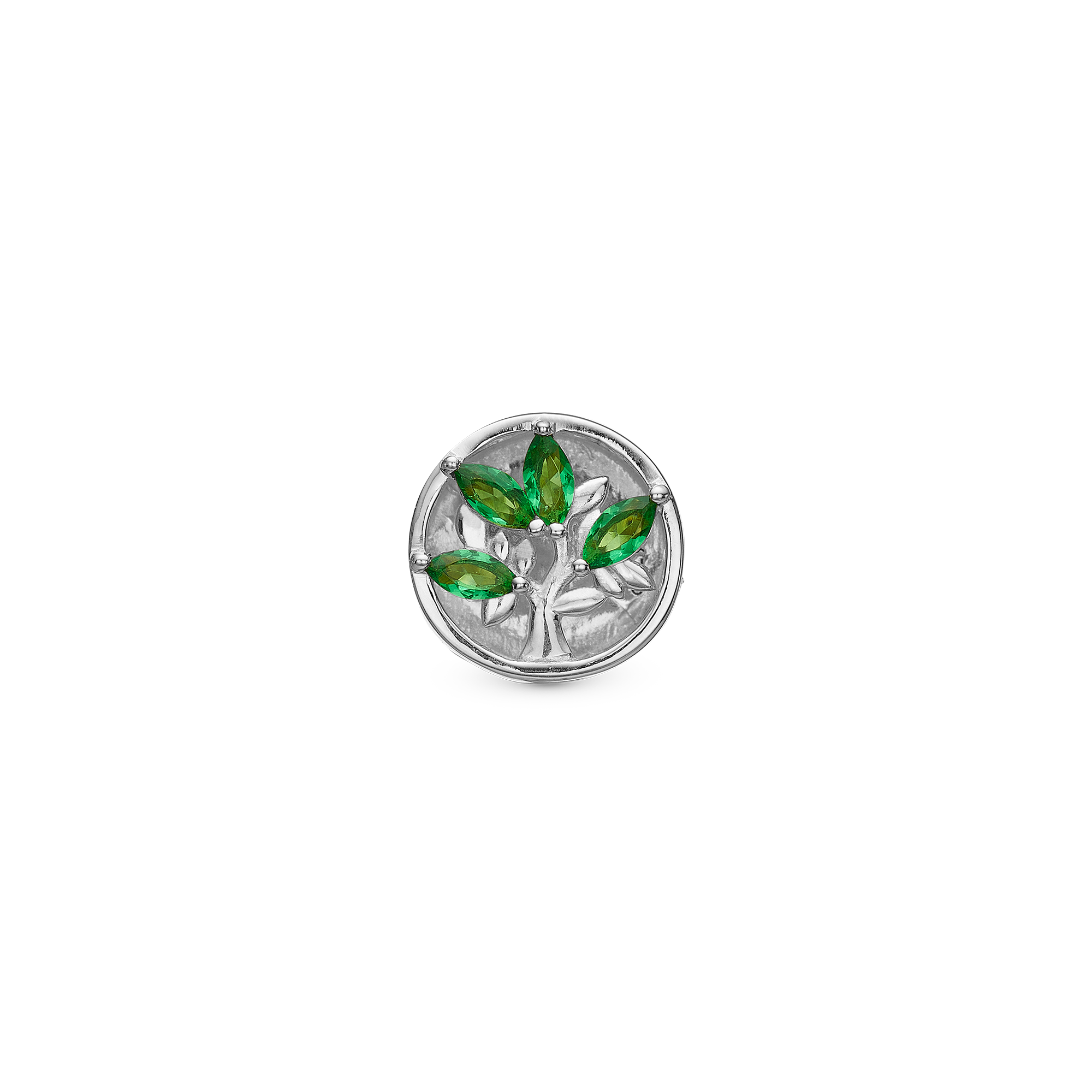 Green Life - Charm 4 mm with Bracelet - Sterling Silver with 4 Cubic Zirconia