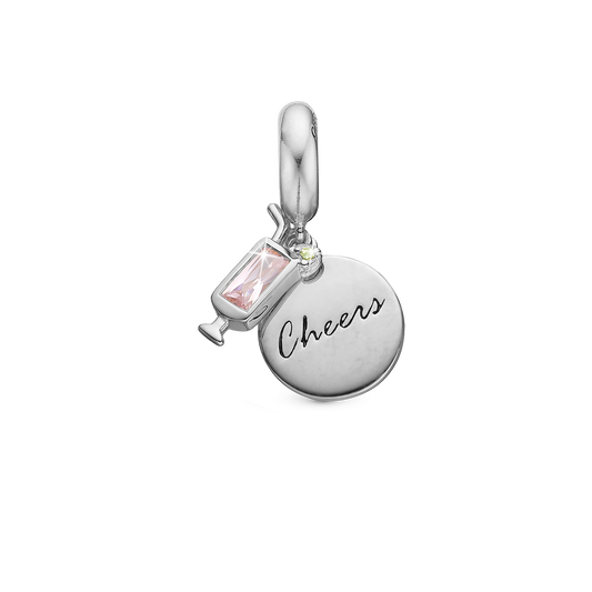 Cheers - Drop Earring Charm 4 mm for Bracelet - Sterling Silver with 2 Cubic Zirkonia