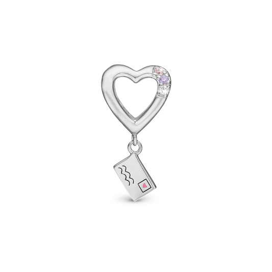 A Love Letter - Drop Earring Charm 4 mm for Bracelet - Sterling Silver with 3 Cubic Zirkonia