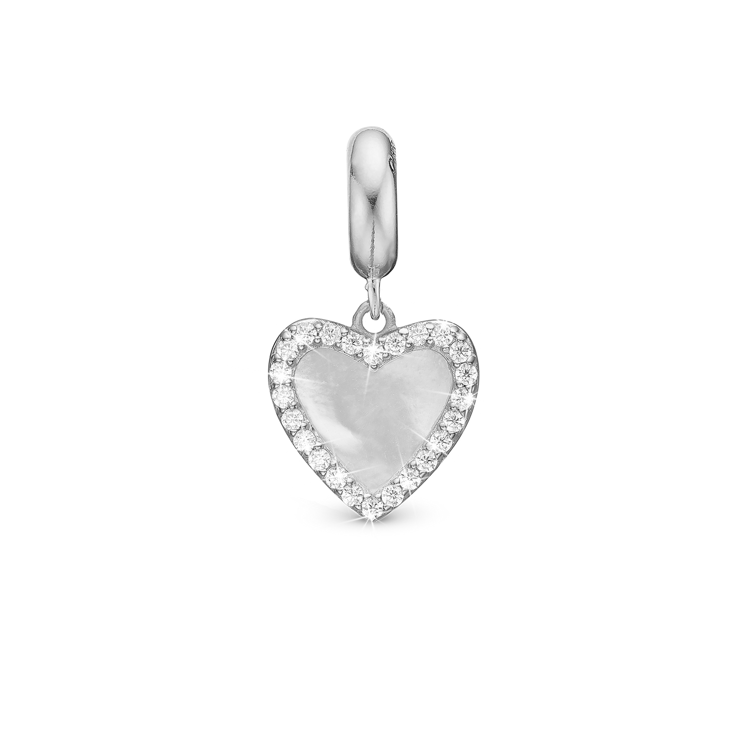 Romance - Drop Earring Charm 4 mm for Bracelet - Sterling Silver with 24 Cubic Zirkonia