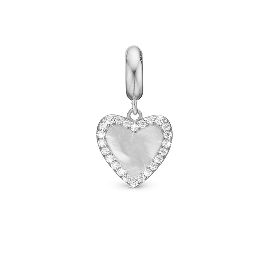 Romance - Drop Earring Charm 4 mm for Bracelet - Sterling Silver with 24 Cubic Zirkonia