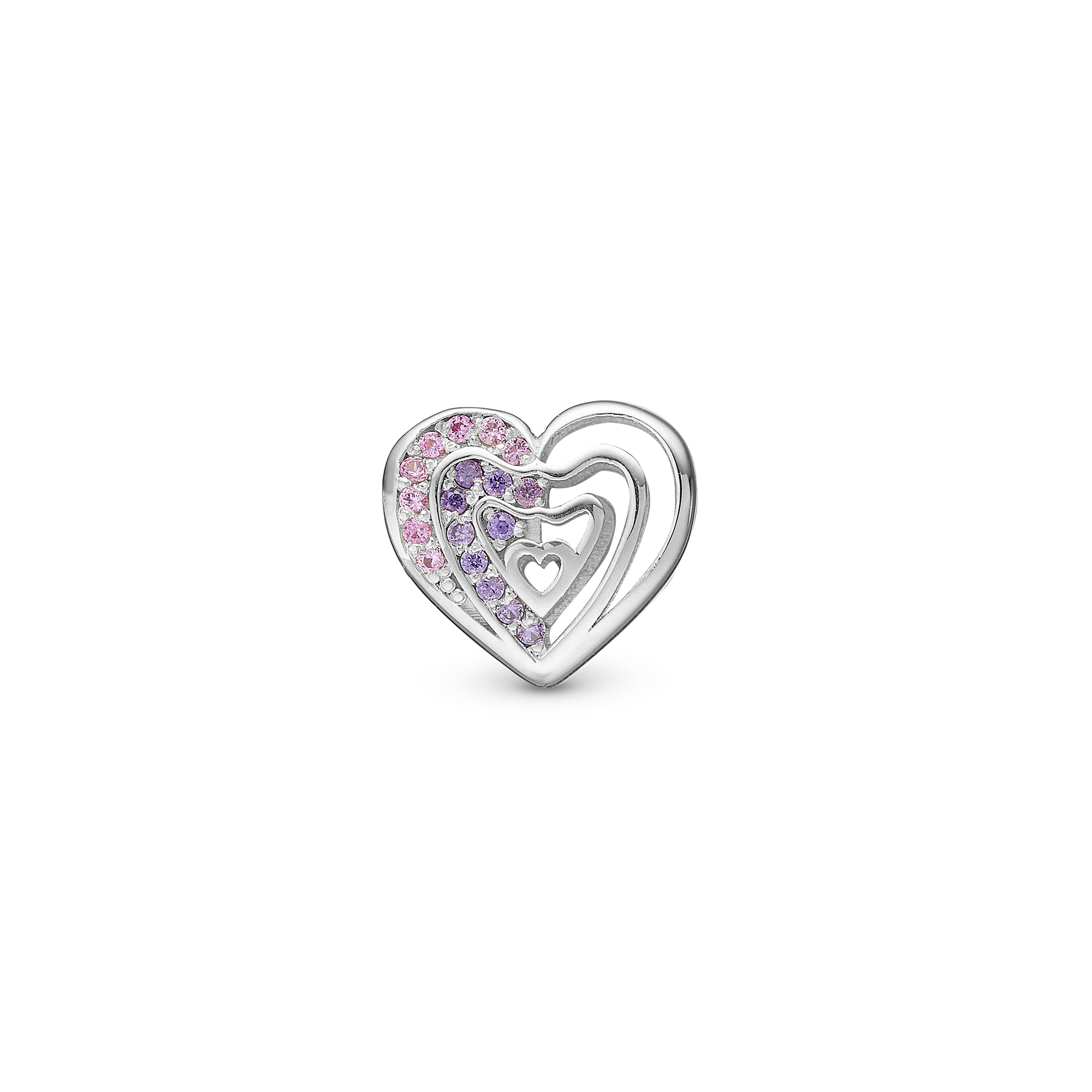 Rainbow Kiss - Charm 4 mm for Bracelet - Sterling Silver with 17 Cubic Zirkonia