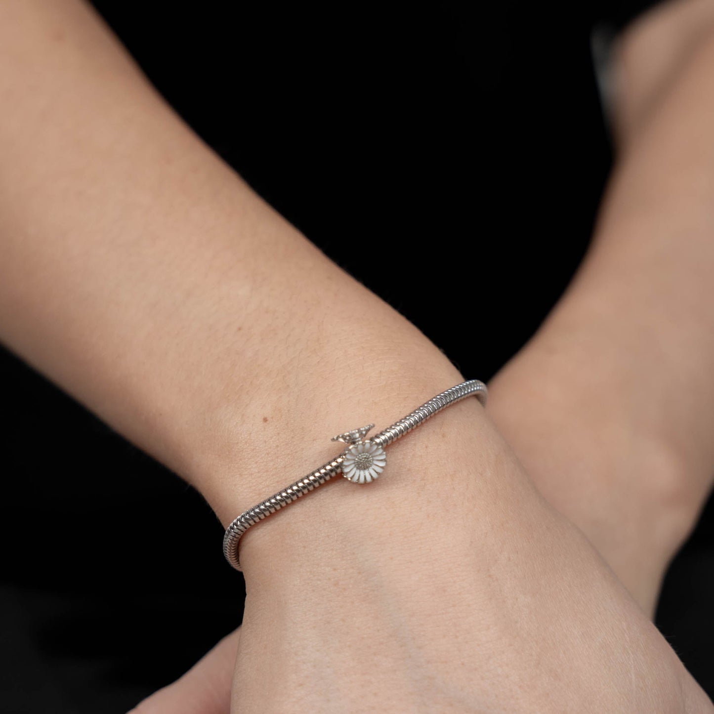 Marguerite Triangle - Charm 4 mm with Bracelet - Sterling Silver