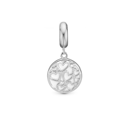 Magic Hearts - Drop Earring Charm 4 mm for Bracelet - Polished Sterling Silver with Perlemor