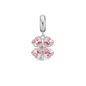 Pink Heart Clover - Drop Earring Charm 4 mm for Bracelet - Polished Sterling Silver with 5 Cubic Zirkonia