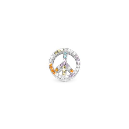 Shine in Peace - Charm 4 mm for Bracelet - Polished Sterling Silver with 38 Cubic Zirkonia