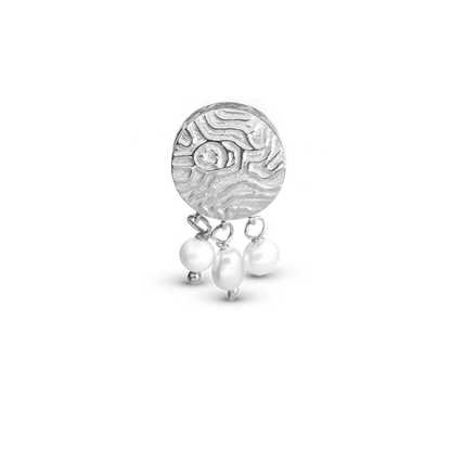 Dazzling imprint - Charm 4 mm with Bracelet - Polished Sterling Silver with 3 Freshwater Pearlr