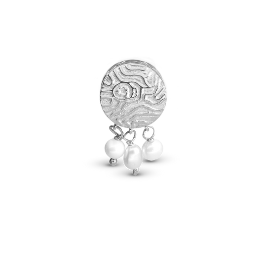 Dazzling imprint - Charm 4 mm with Bracelet - Polished Sterling Silver with 3 Freshwater Pearlr