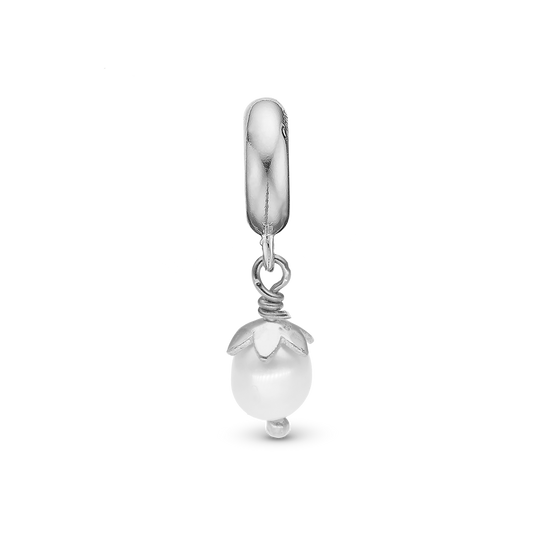 Sparkling Pearl - Drop Earring Charm 4 mm for Bracelet - Glitrende Sterling Silver