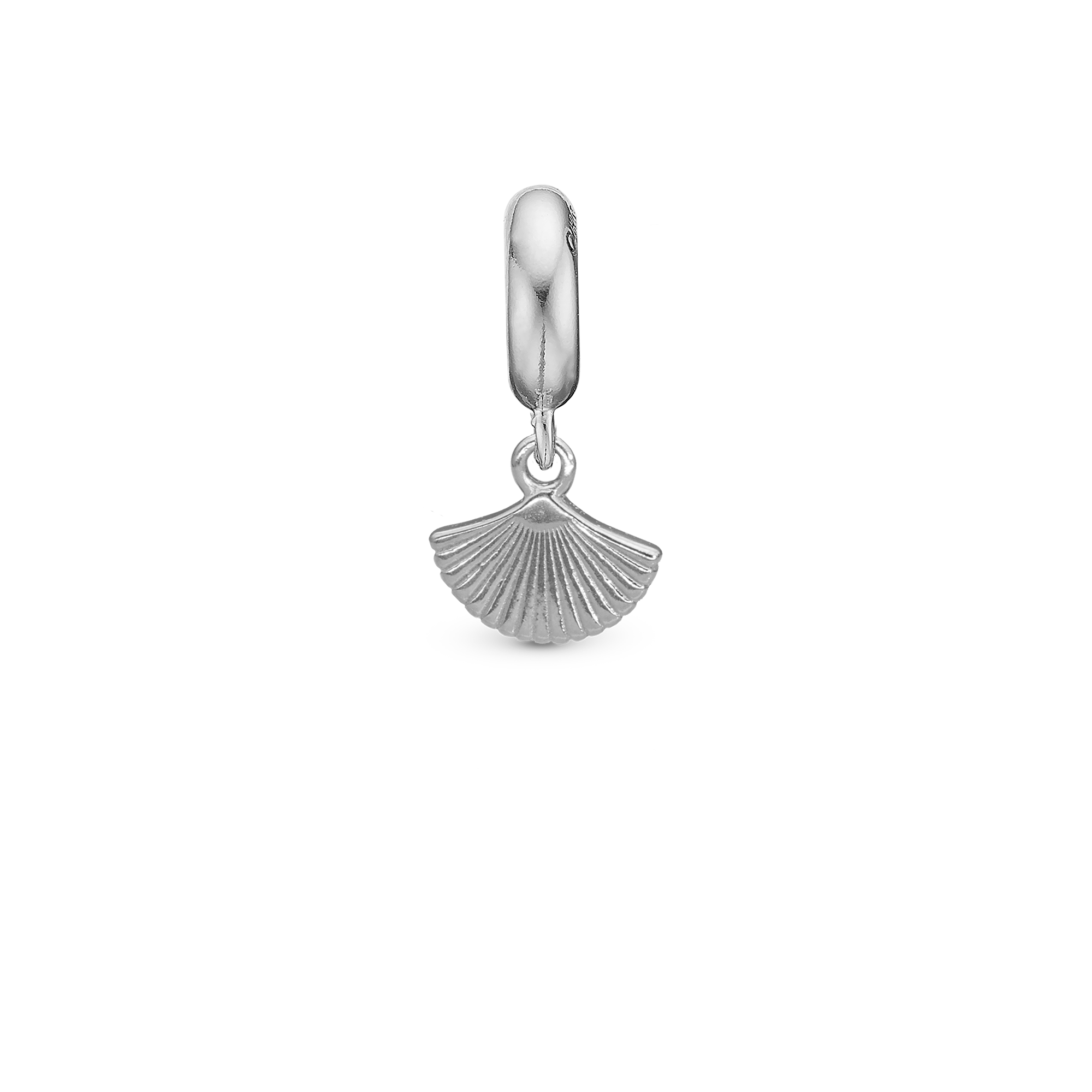 Fan - Drop Charm 4 mm for Bracelet - Polished Sterling Silver