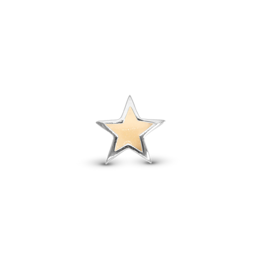 Glow in the dark - Star - Charm 4 mm for Bracelet - Polished Sterling Silver